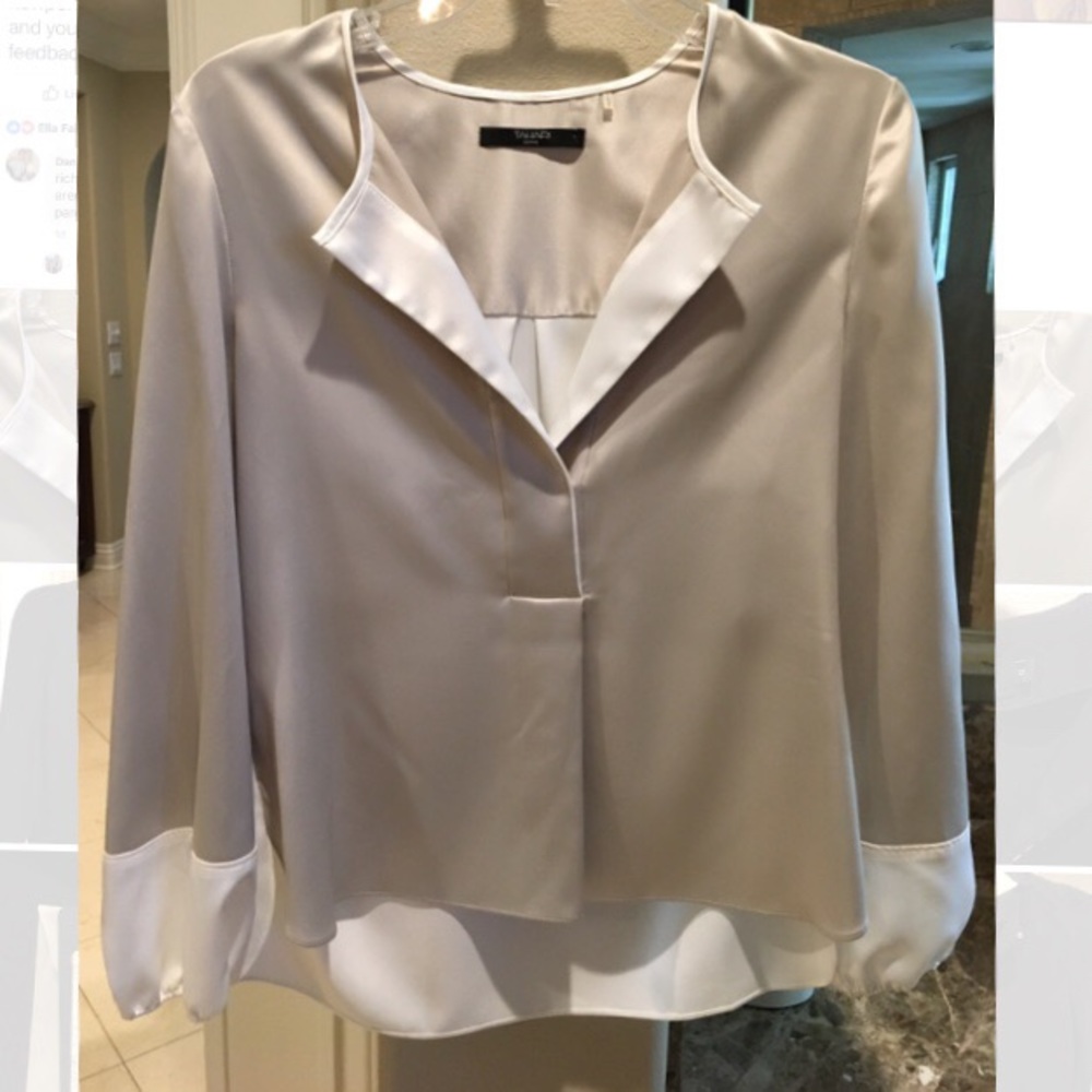 Tahari Cream Beige Silk Blouse